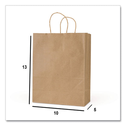 Inteplast Group Get Reddi Paper Bags, Pixie Size, 60# Basis Weight, Twisted Rope Handles, 10" x 5" x 13", Brown, 250/Carton (IBSKRFTW10513)