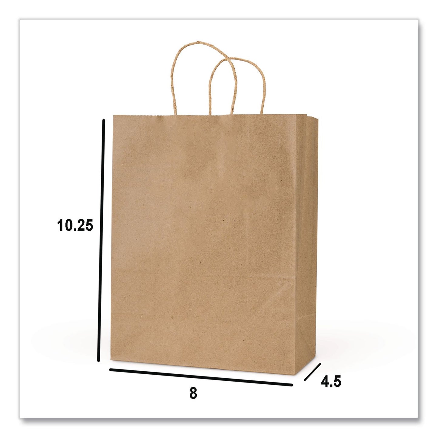 Inteplast Group Get Reddi Paper Bags, Pulse Size, 60# Basis Weight, Twisted Rope Handles, 8 x 4.5 x 10.25, Brown, 250/Carton (IBSKRFTW8410)