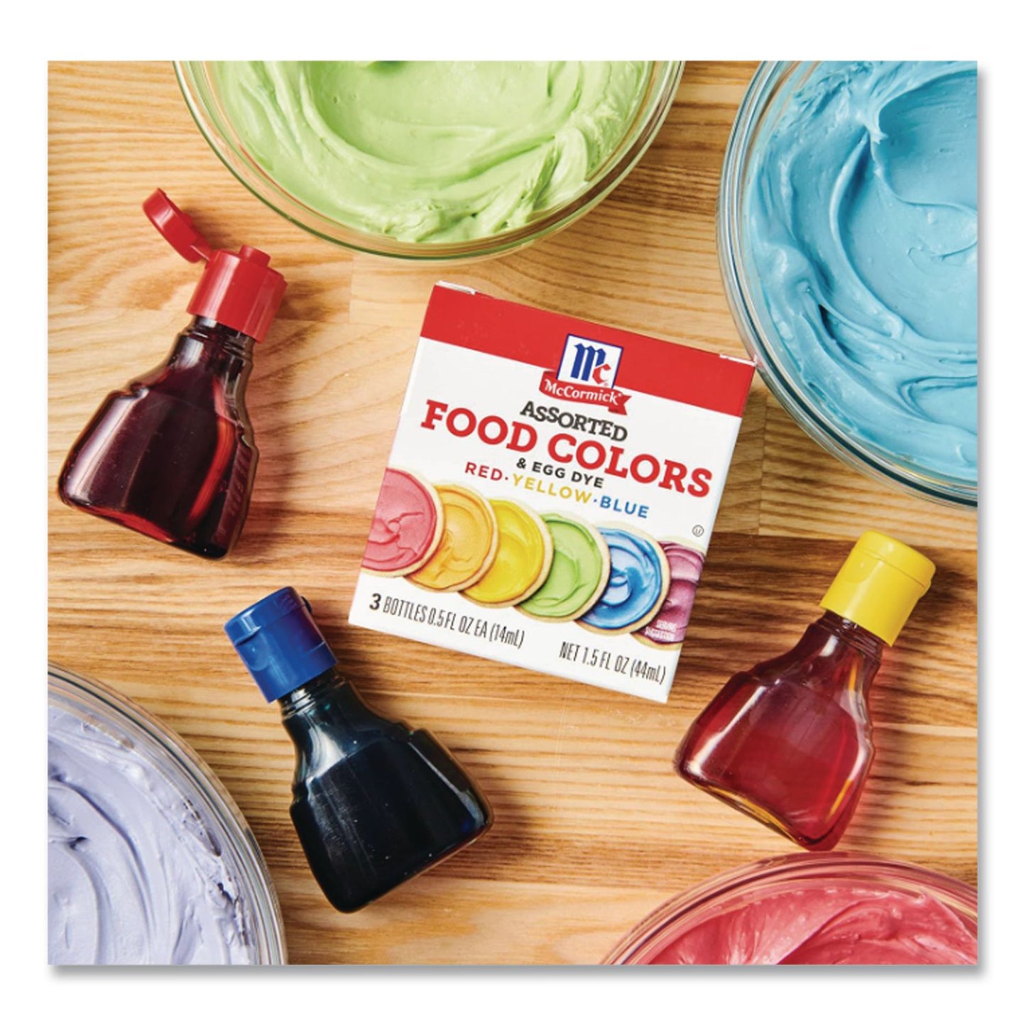 McCormick® Food Coloring, Red/Yellow/Blue, 0.5 oz Bottle, 3/Box (MKCMCM05308)
