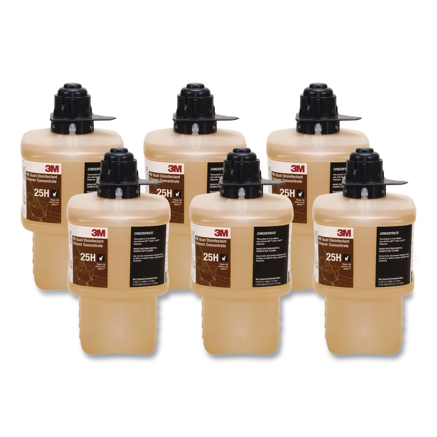 3M™ Twist 'N Fill HB Quat Disinfectant Cleaner Concentrate 25H, 2 L Bottle, 6/Carton (MMM25H)