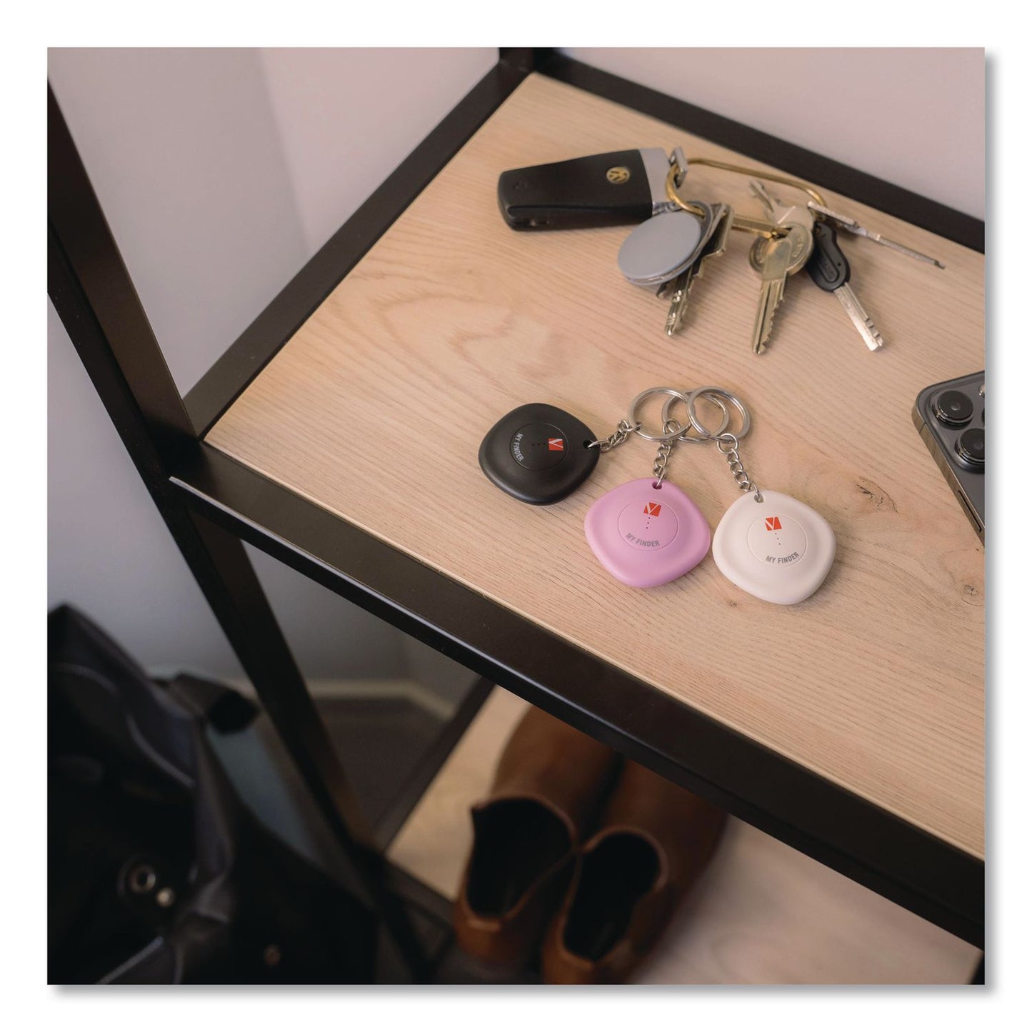 Verbatim® My Finder Bluetooth Tracker for Apple iOS, Black/Purple/White, 3/Pack (VER32132)