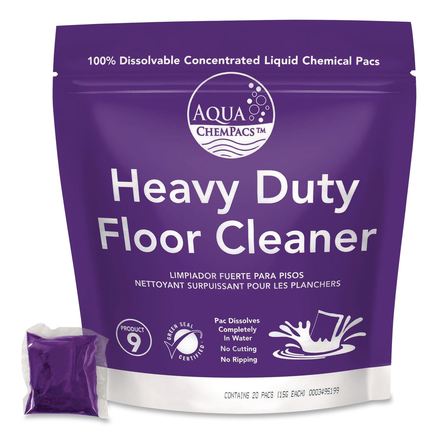 Diversey™ Aqua ChemPacs Heavy Duty Floor Cleaner, Lavender Scent, 100 ChemPacs/Pack (DVO9320928)