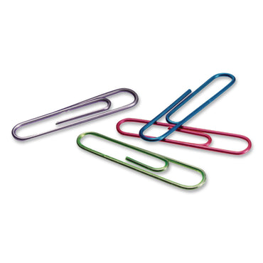 Officemate Paper Clips, #2, Vinyl Coated, Assorted Translucent Colors, 600/Pack (OIC509946)
