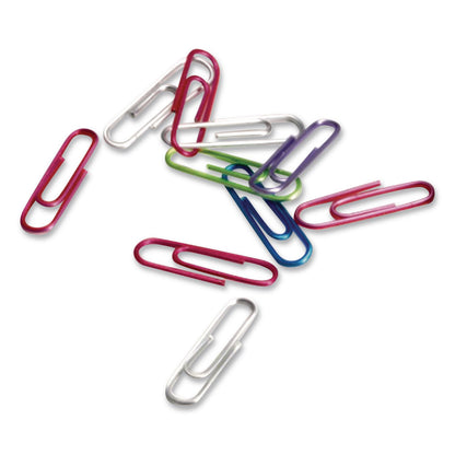 Officemate Paper Clips, #2, Vinyl Coated, Assorted Translucent Colors, 600/Pack (OIC509946)