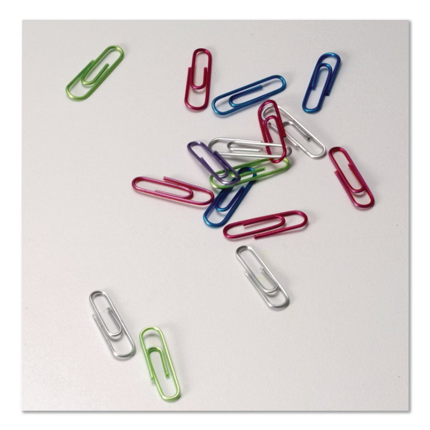 Officemate Paper Clips, #2, Vinyl Coated, Assorted Translucent Colors, 600/Pack (OIC509946)