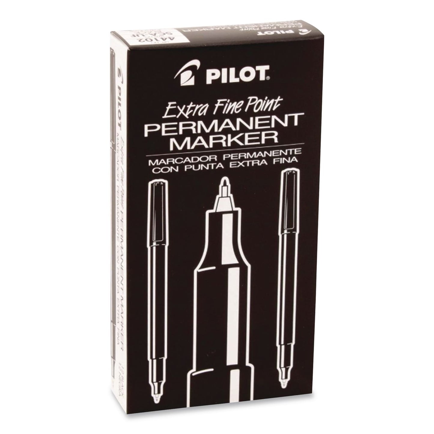 Pilot® Extra-Fine Permanent Markers, Extra-Fine Tip, Black, Dozen (PIL44102DZ)