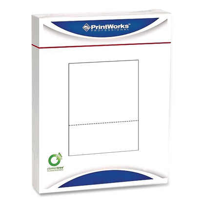 PrintWorks® Professional Perforated Paper, 92 Bright, Perforated 3.63 from Bottom, 24 lb Bond Weight, 8.5 x 11, White, 500 Sheets/Ream, 5 Reams/Carton (PRB04134)