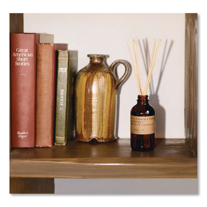 P.F. Candle Co. Reed Diffuser, Teakwood and Tobacco, 3.5 oz, 4.25" Bottle, 9" Reeds, Amber (PFRRD4)