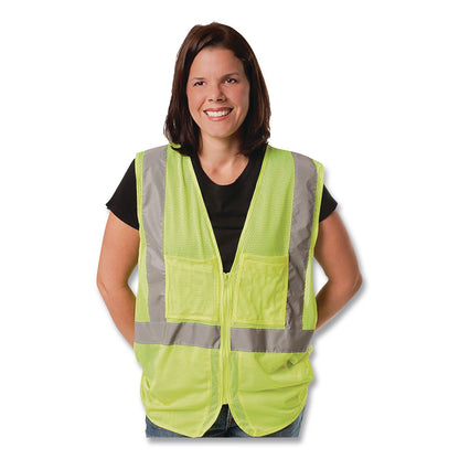 PIP ANSI Class 2 Hook and Loop Safety Vest, Large, Lime (PID302MVGLYL)