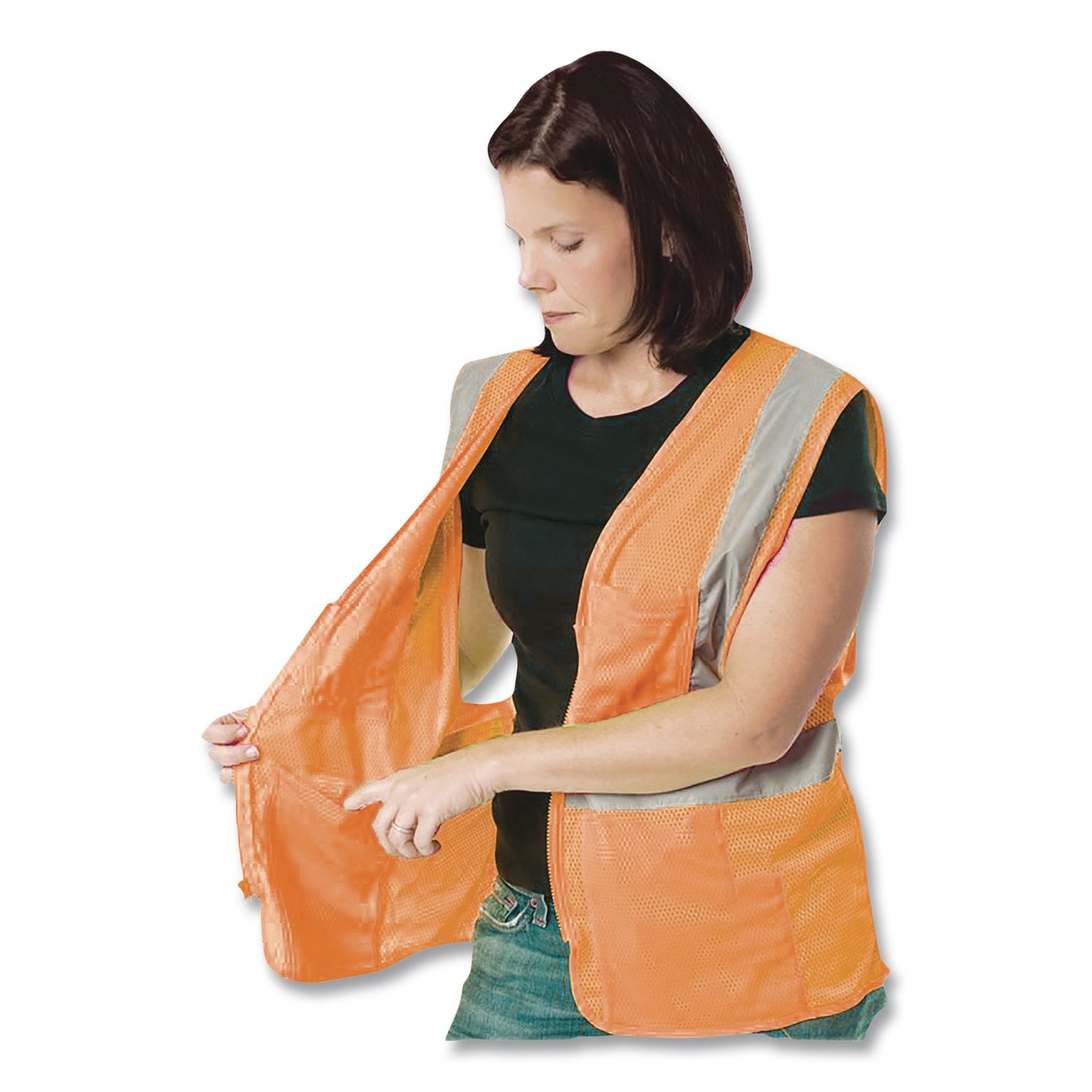 PIP ANSI Class 2 Hook and Loop Safety Vest, Medium, Hi-Viz Orange (PID302MVGORM)