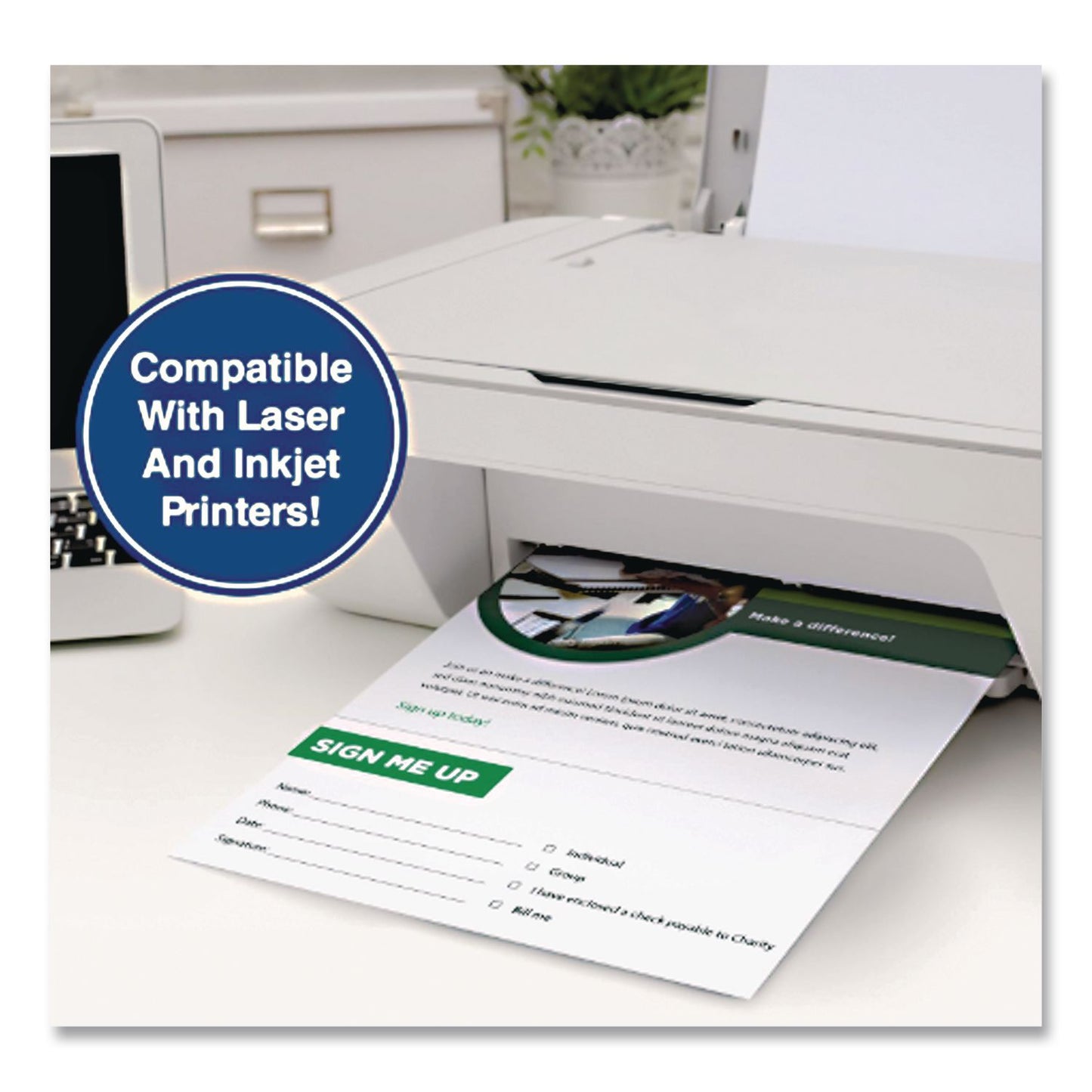 PrintWorks® Professional Perforated Paper, 92 Bright, Perforated 3.67 from Bottom, 24 lb Bond Weight, 8.5 x 11, White, 500 Sheets/Ream, 5 Reams/Carton (PWK04126)