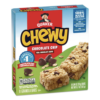 Quaker® Granola Bars, Chewy Chocolate Chip, 0.84 oz Individually Wrapped, 8/Box (QKRQUA31182)
