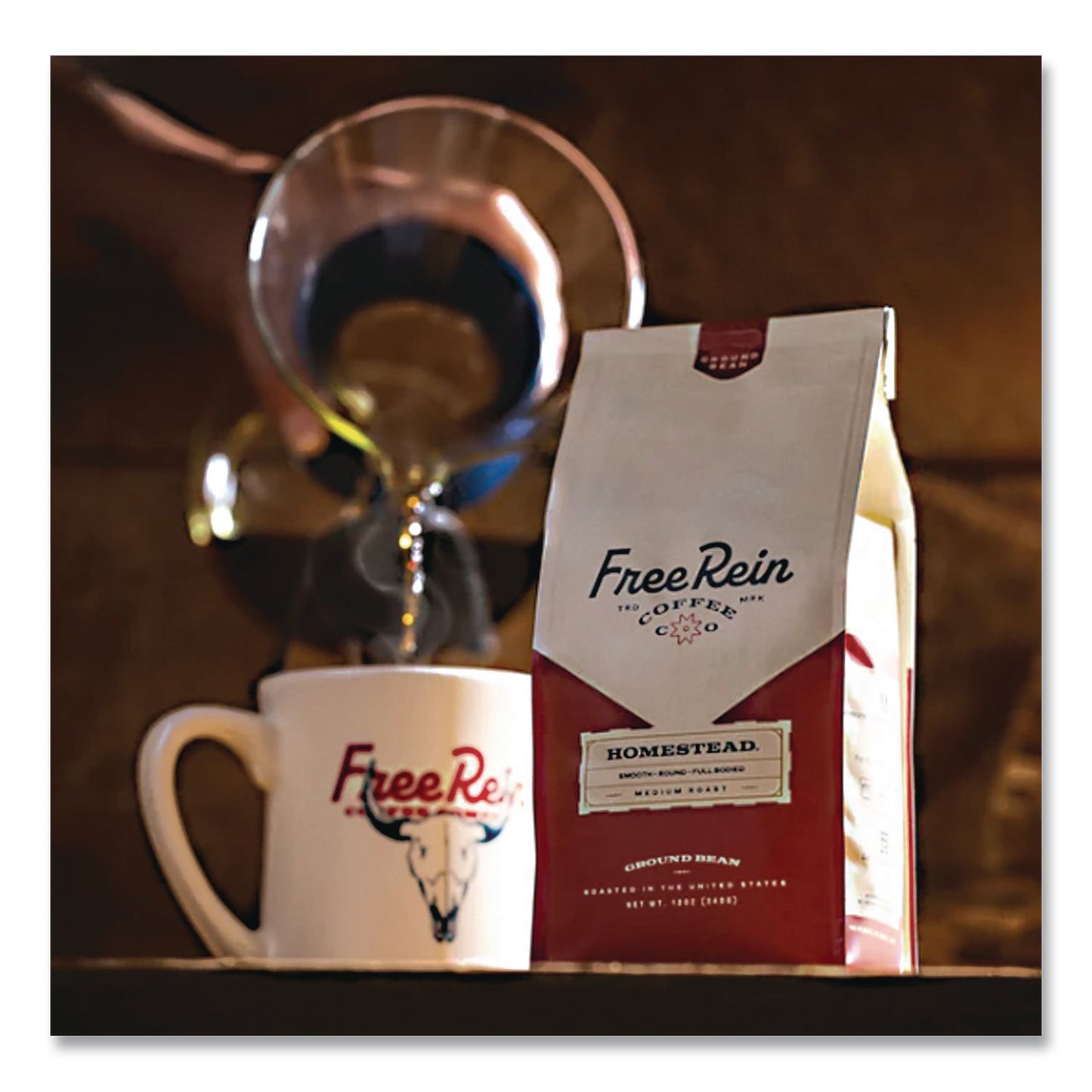 Free Rein Whole Bean Coffee, Homestead, 12 oz Bag (RENFRE36401)