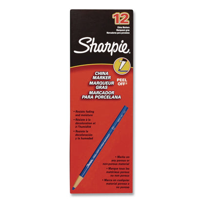 Sharpie® Peel-Off China Markers, Blue, Dozen (SAN1764000)