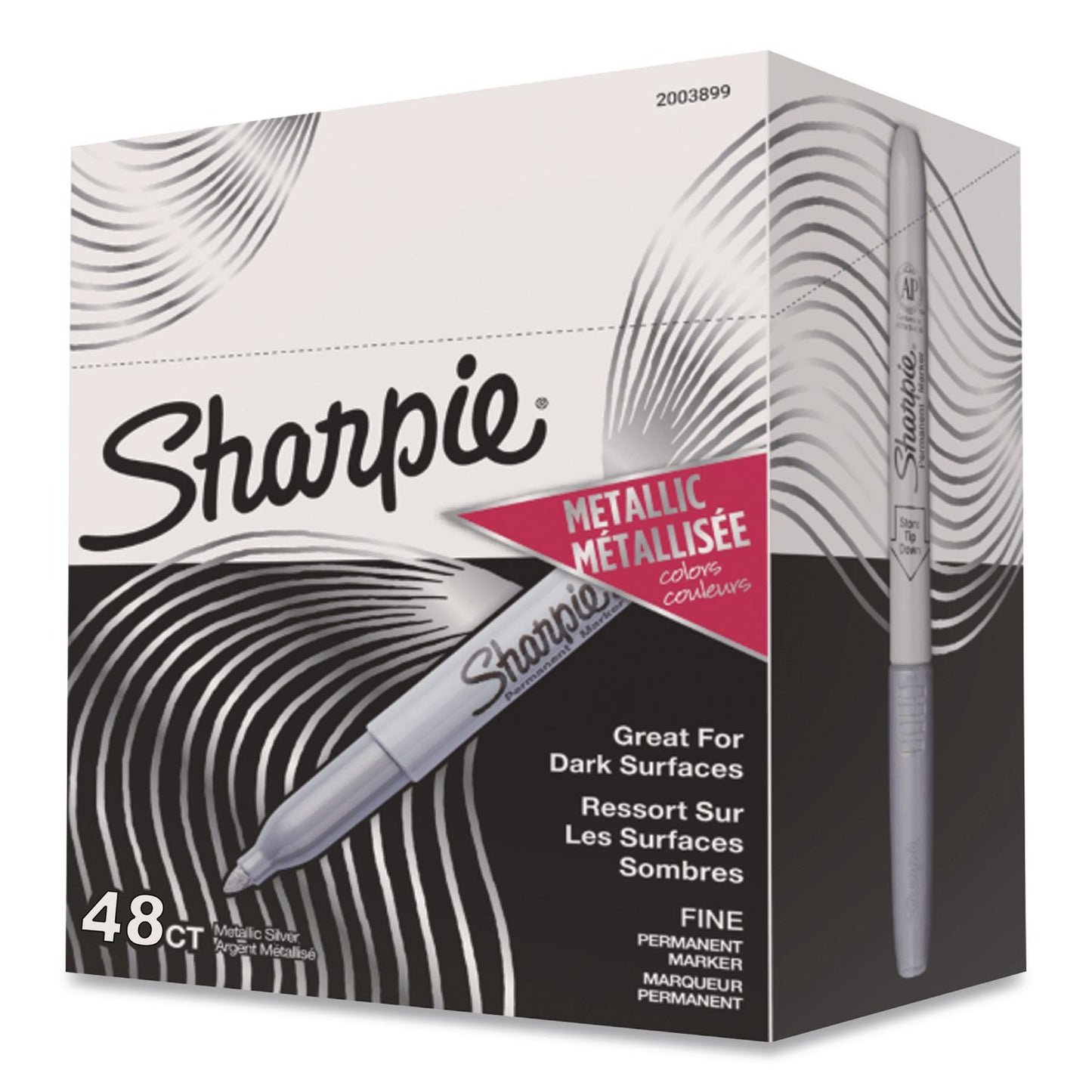 Sharpie® Metallic Fine Point Permanent Markers, Fine Bullet Tip, Metallic Silver, 48/Carton (SAN39109PPCT)