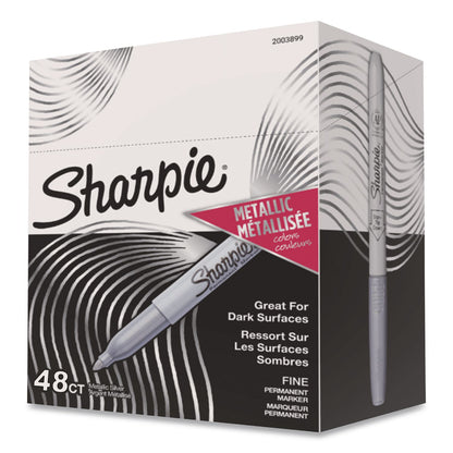 Sharpie® Metallic Fine Point Permanent Markers, Fine Bullet Tip, Metallic Silver, 48/Carton (SAN39109PPCT)