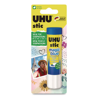 UHU® Stic Permanent Glue, Magic Blue, 0.29 oz, Dries Clear (STD99601)