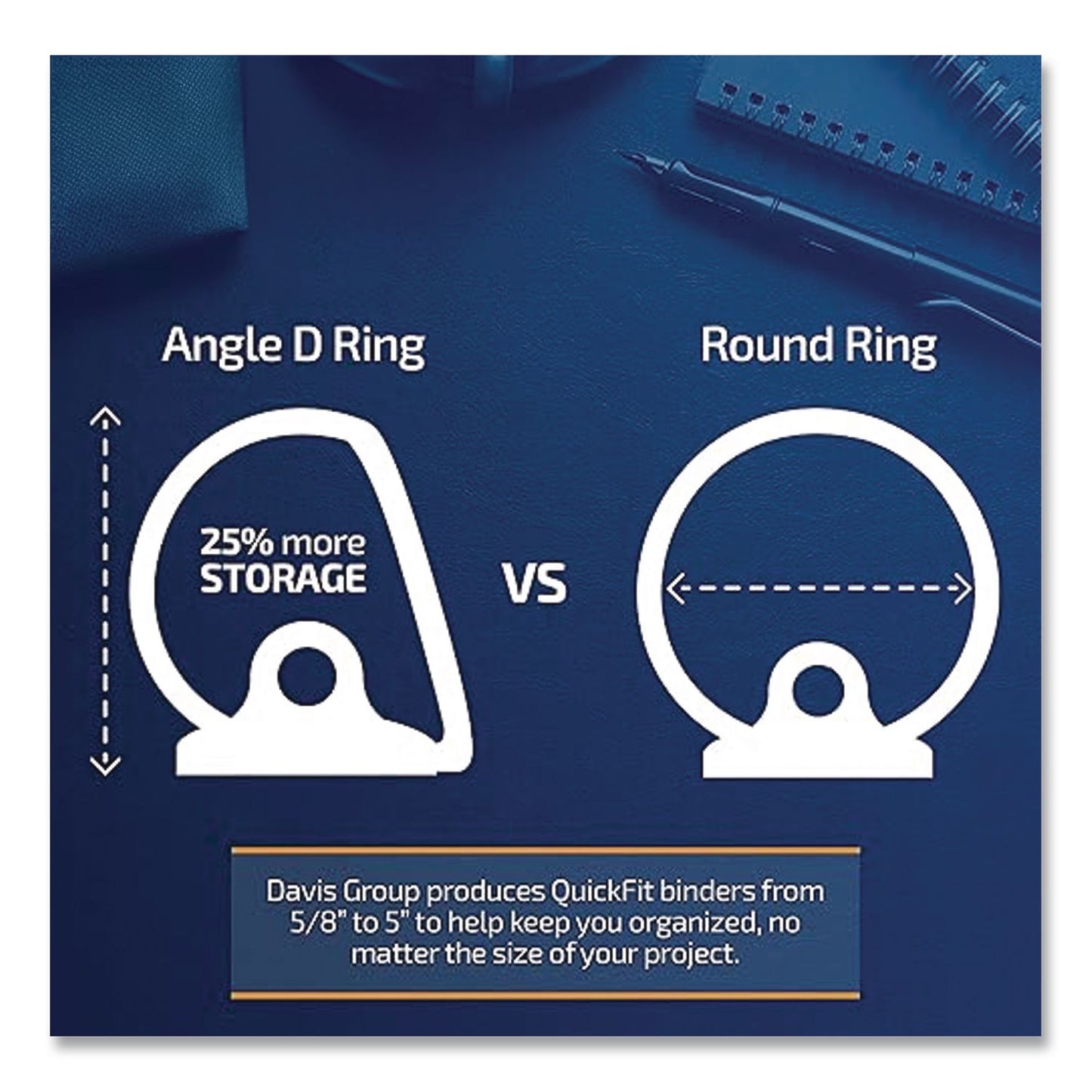 QuickFit® D-Ring View Binder, 3 Rings, 5" Capacity, 11 x 8.5, Black (STW870701)