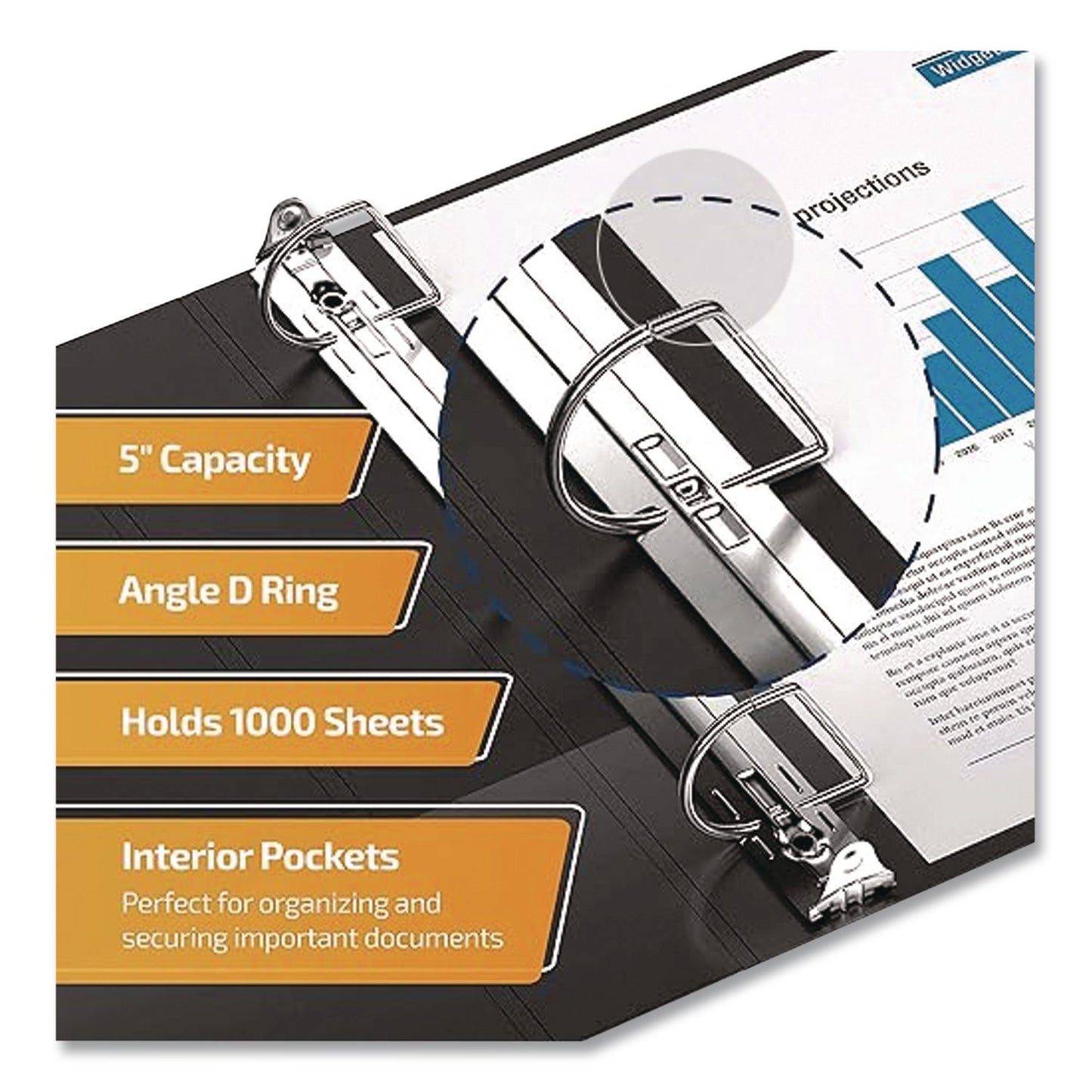 QuickFit® D-Ring View Binder, 3 Rings, 5" Capacity, 11 x 8.5, Black (STW870701)
