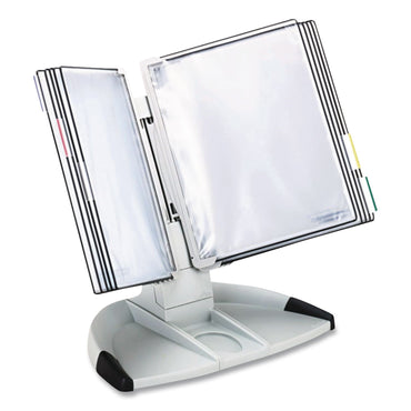 djois® by Tarifold Modular Desktop Document Holder, 10 Panels with Black Borders, Gray Base (TFITD271)
