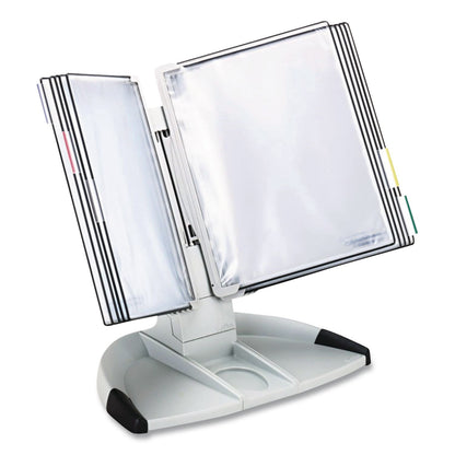djois® by Tarifold Modular Desktop Document Holder, 10 Panels with Black Borders, Gray Base (TFITD271)