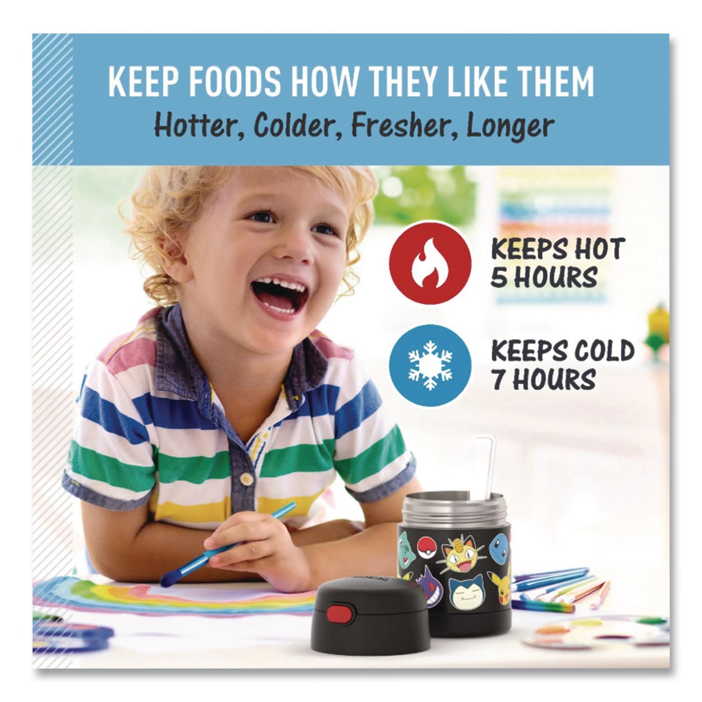 Thermos® FUNtainer Pokemon Two-Compartment Food Jar, 10 oz, Black/Multicolor (THZF3103PM6M)