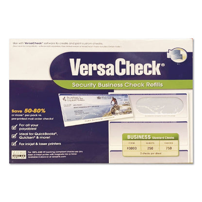 VersaCheck® Custom Business Checks, Prestige Pattern, 8.5 x 11, Blue, 250 Sheets (VRAGLO921800F00)