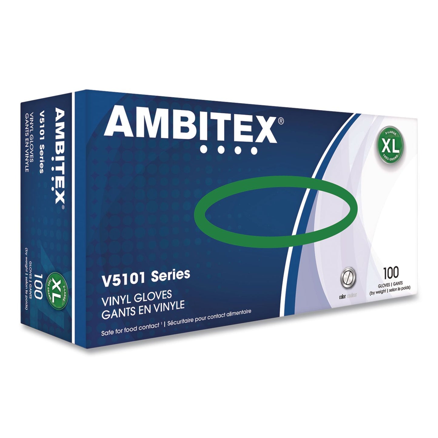 AMBITEX® V5101 Series Latex-Free Lightly Powdered Vinyl Gloves, X-Large, 3 mil Thick, 9" Long, Clear, 100/Box, 10 Boxes/Carton (TXIVXL5101CT)