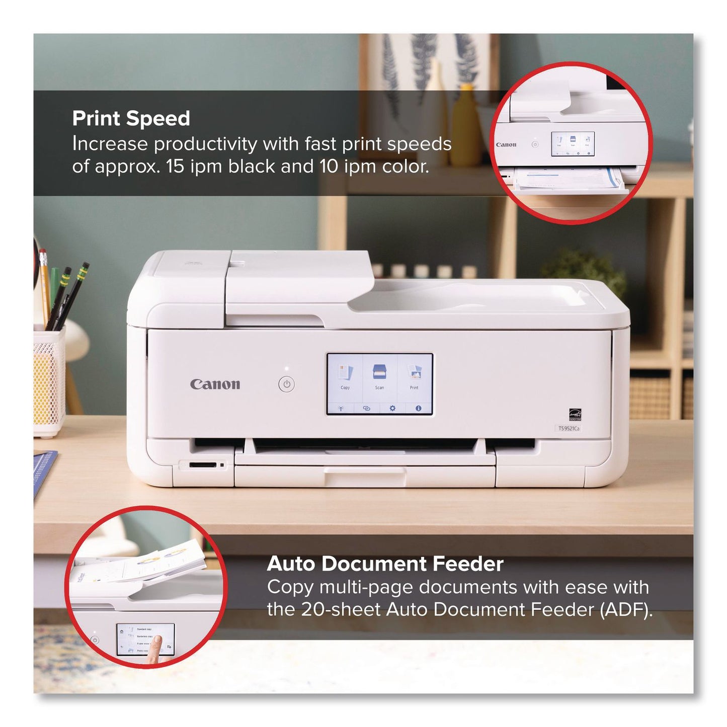 Canon® PIXMA TS9521Ca Inkjet Printer, Copy/Print/Scan (CNM2988C052)