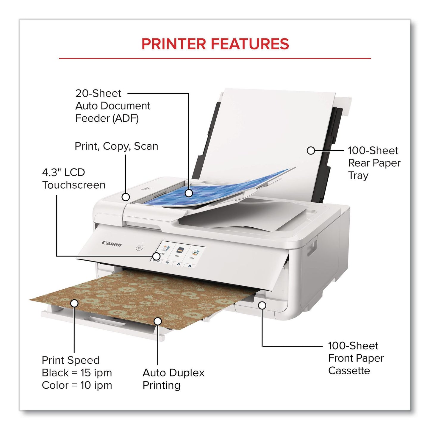 Canon® PIXMA TS9521Ca Inkjet Printer, Copy/Print/Scan (CNM2988C052)