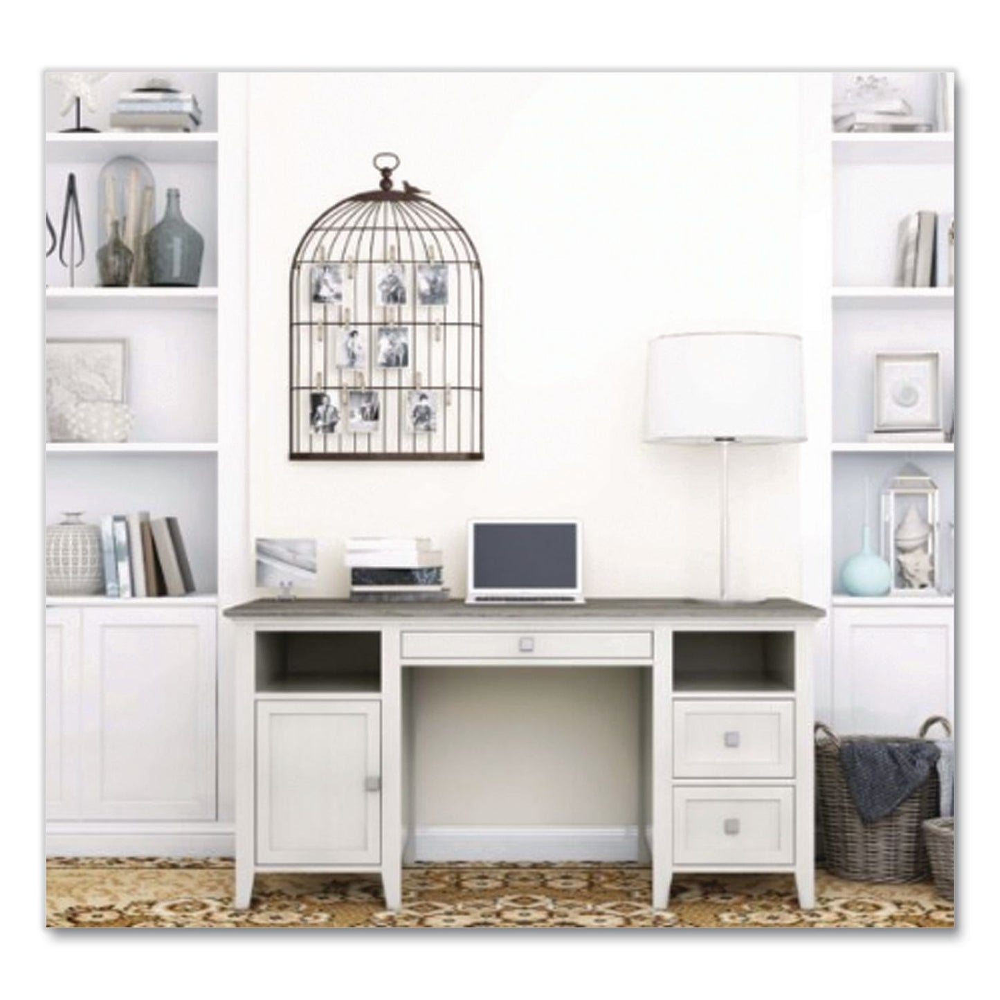 Whalen® Abington Two-Pedestal Wood Computer Desk, 60" x 23.63" x 30.25", Dusty Aged Oak/Antique White (WHLSPUSABTD)