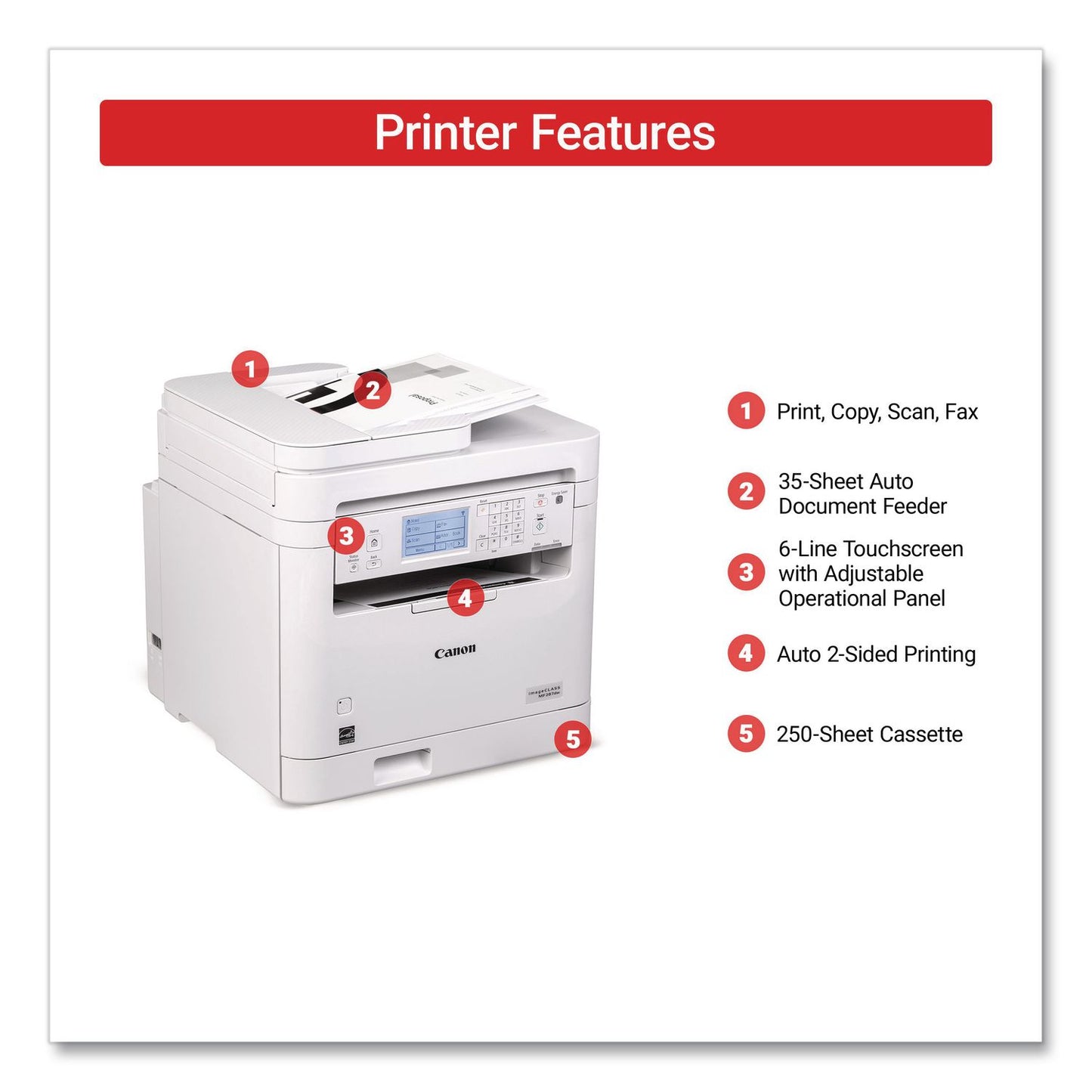 Canon® imageCLASS MF287dw, Copy/Fax/Print/Scan (CNM6354C011)