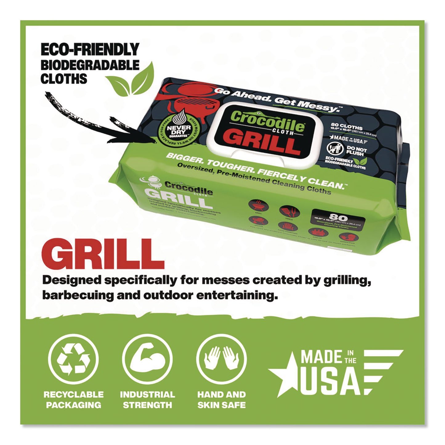 Crocodile Cloth® Grill Cleaning Cloths, 10 x 15, White, 80/Pack (DIL6600080)