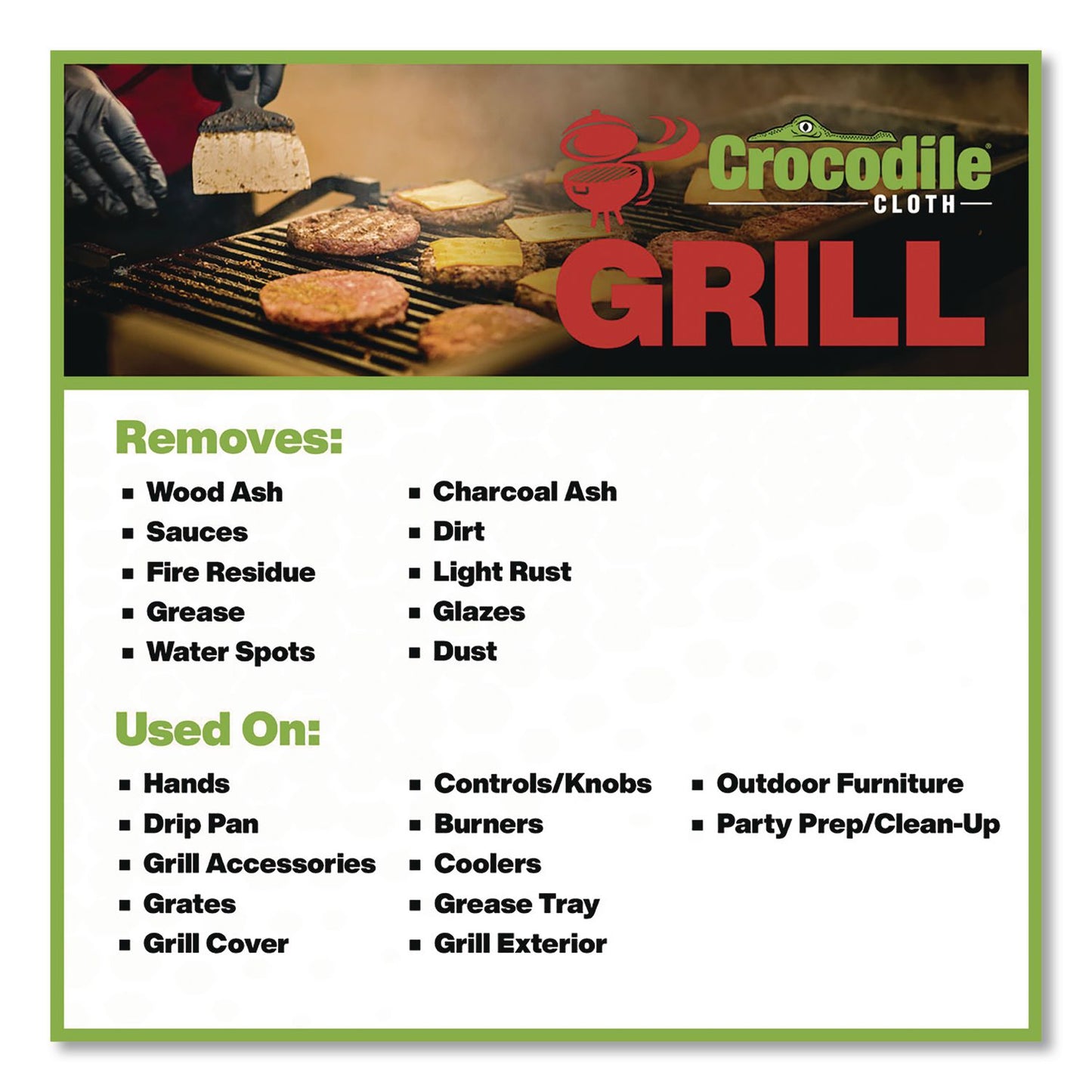 Crocodile Cloth® Grill Cleaning Cloths, 10 x 15, White, 80/Pack (DIL6600080)