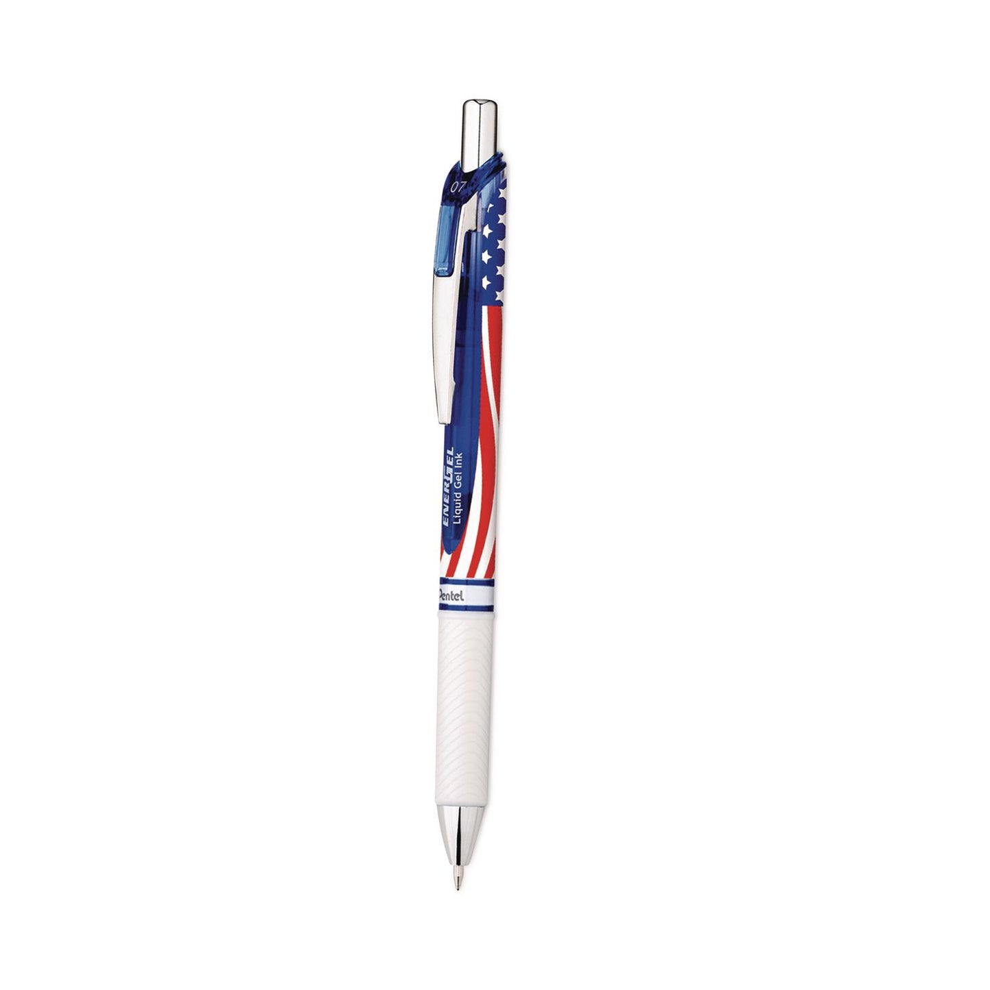 Pentel® EnerGel RTX Stars and Stripes Gel Pen, Retractable, Medium 0.7 mm, Black Ink, Red/White/Blue Barrel, 3/Pack (PENBL77USABP3A)