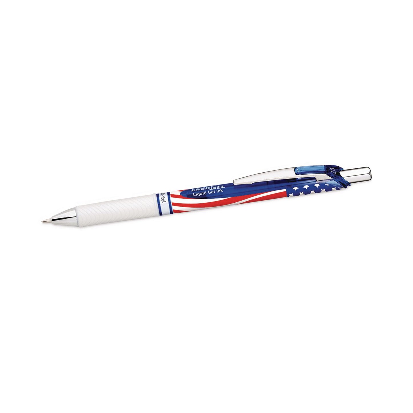 Pentel® EnerGel RTX Stars and Stripes Gel Pen, Retractable, Medium 0.7 mm, Black Ink, Red/White/Blue Barrel, 3/Pack (PENBL77USABP3A)