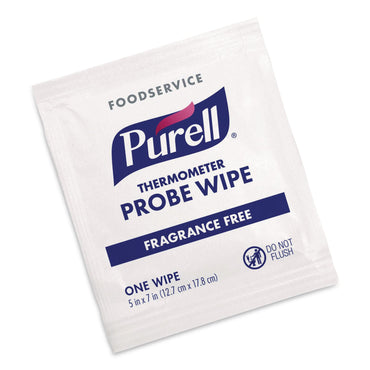 PURELL® Foodservice Thermometer Probe Wipes, Individually Wrapped, 7 x 5, Fragrance-Free, White, 1,000/Carton (GOJ92111M)