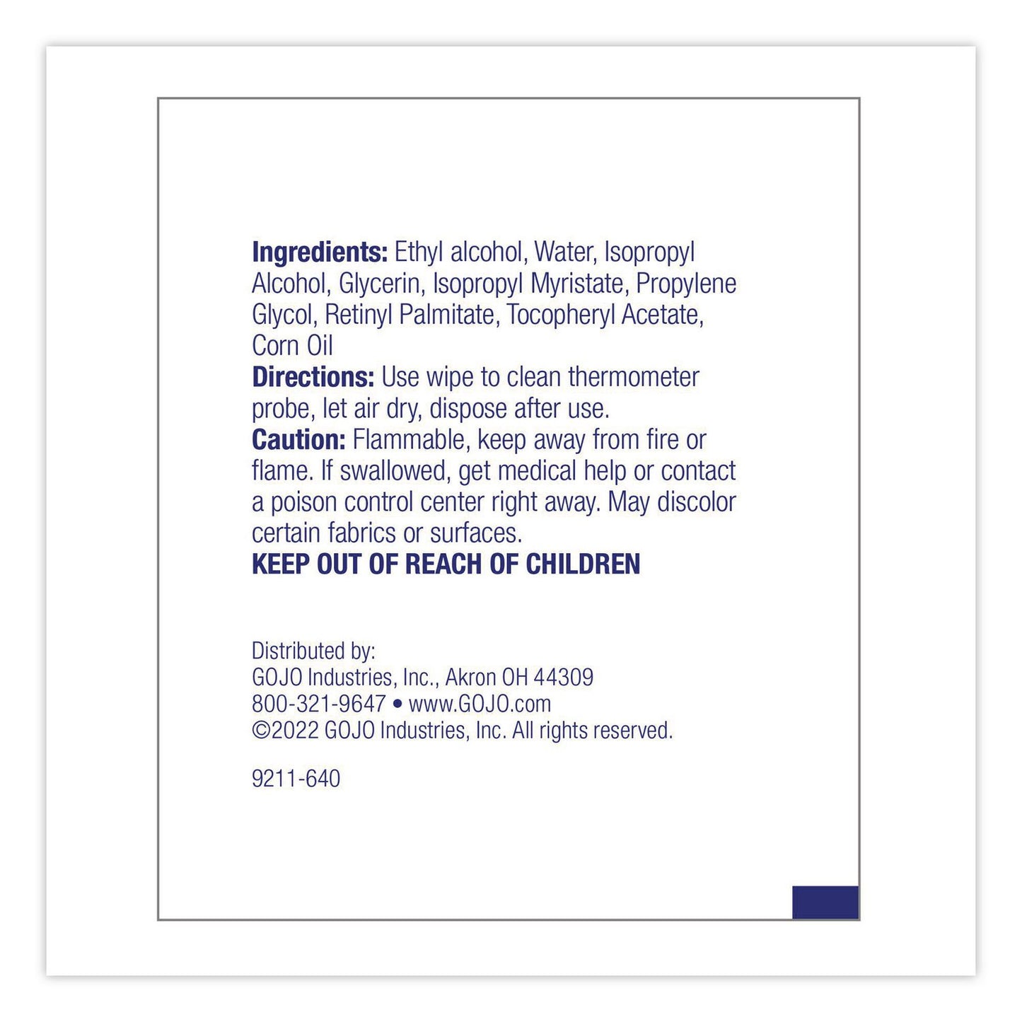 PURELL® Foodservice Thermometer Probe Wipes, Individually Wrapped, 7 x 5, Fragrance-Free, White, 1,000/Carton (GOJ92111M)