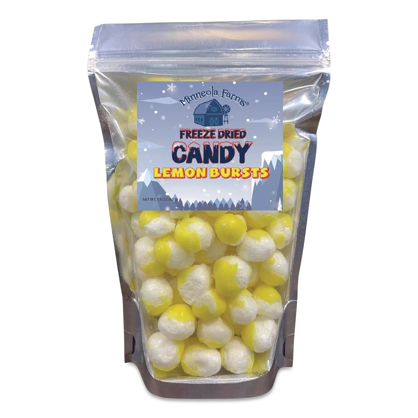 Office Snax® Freeze Dried Candy, Lemon Bursts, 1.12 lb Bag, 12/Carton (OFX00644)
