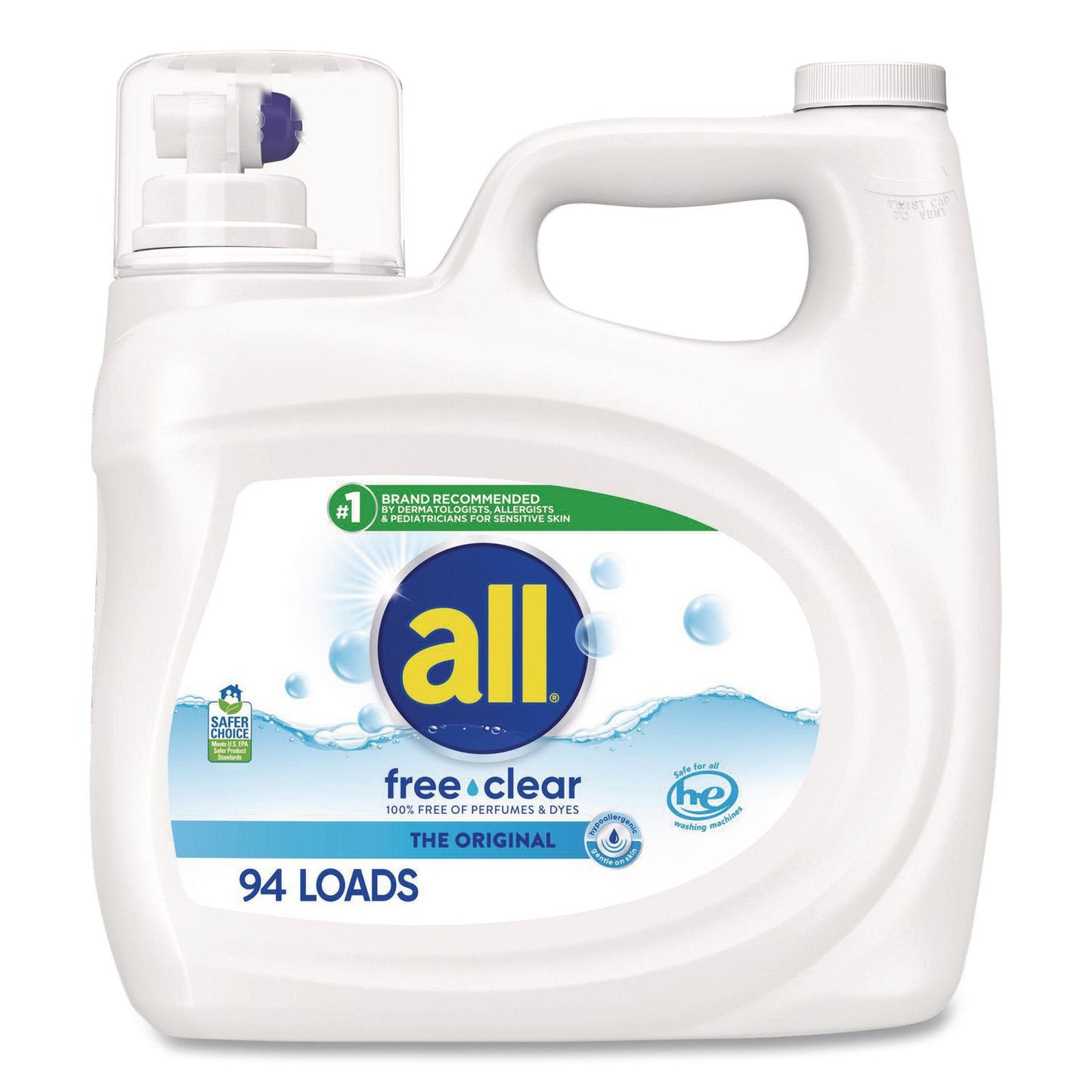 all® Free Clear HE Laundry Detergent, 118 oz Bottle, 4/Carton (DIA47463)