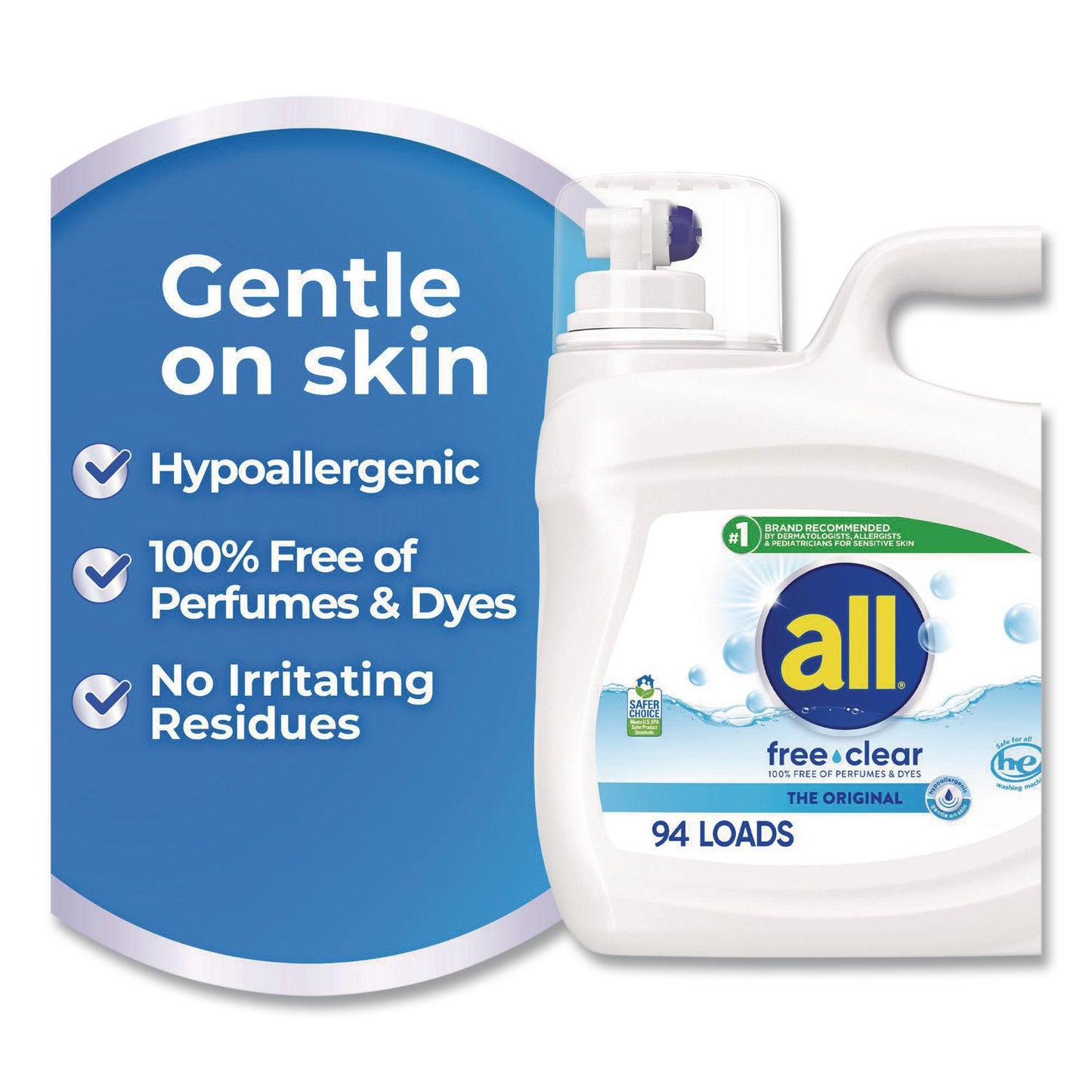 all® Free Clear HE Laundry Detergent, 118 oz Bottle, 4/Carton (DIA47463)