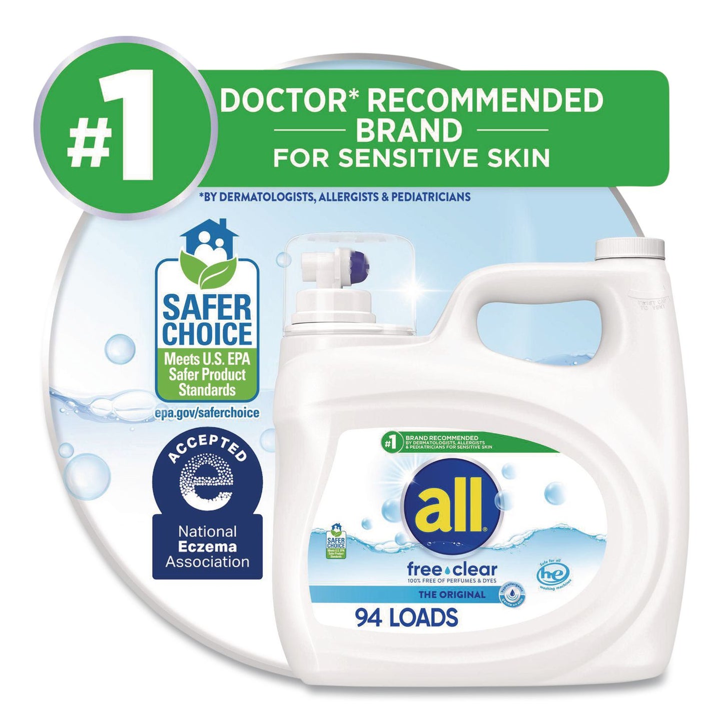 all® Free Clear HE Laundry Detergent, 118 oz Bottle, 4/Carton (DIA47463)