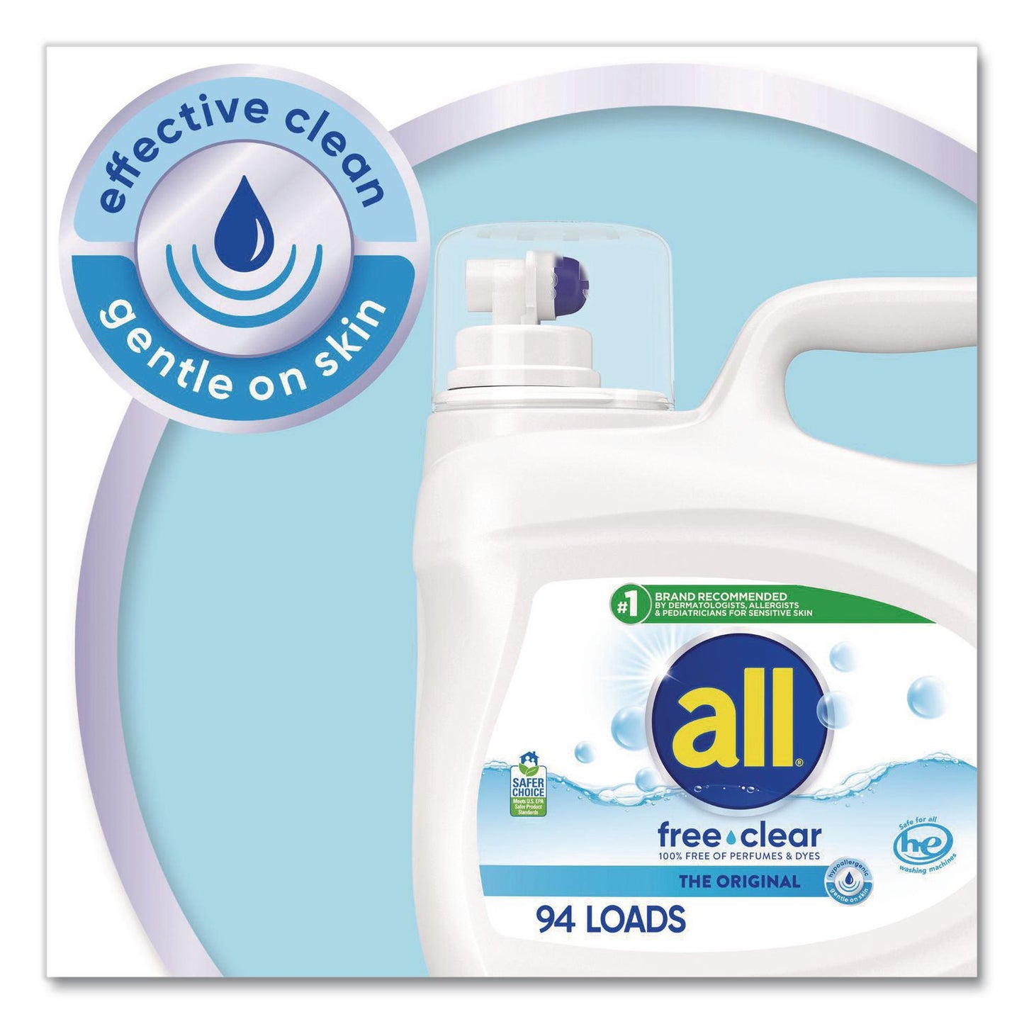 all® Free Clear HE Laundry Detergent, 118 oz Bottle, 4/Carton (DIA47463)