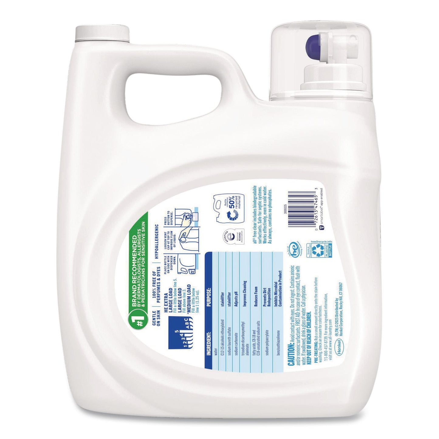 all® Free Clear HE Laundry Detergent, 154 oz Bottle, 2/Carton (DIA47465)