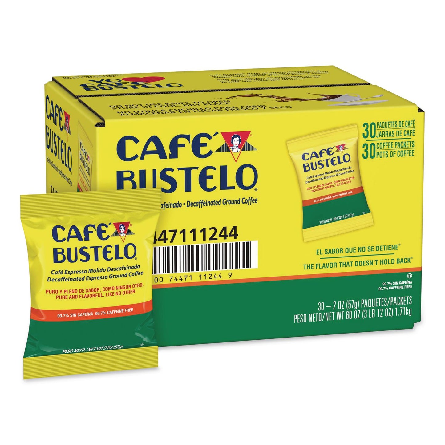 Café Bustelo Decaffeinated Espresso Ground Coffee, 2 oz Fraction Pack, 30/Carton (FOL11244)