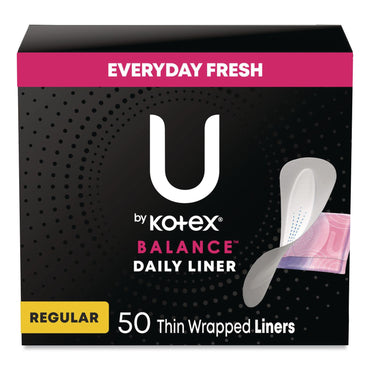 Kotex® Balance Daily Wrapped Panty Liners, Light Absorbency, 50/Pack, 8 Packs/Carton (KCM42489)