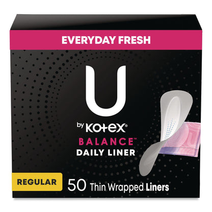 Kotex® Balance Daily Wrapped Panty Liners, Light Absorbency, 50/Pack, 8 Packs/Carton (KCM42489)