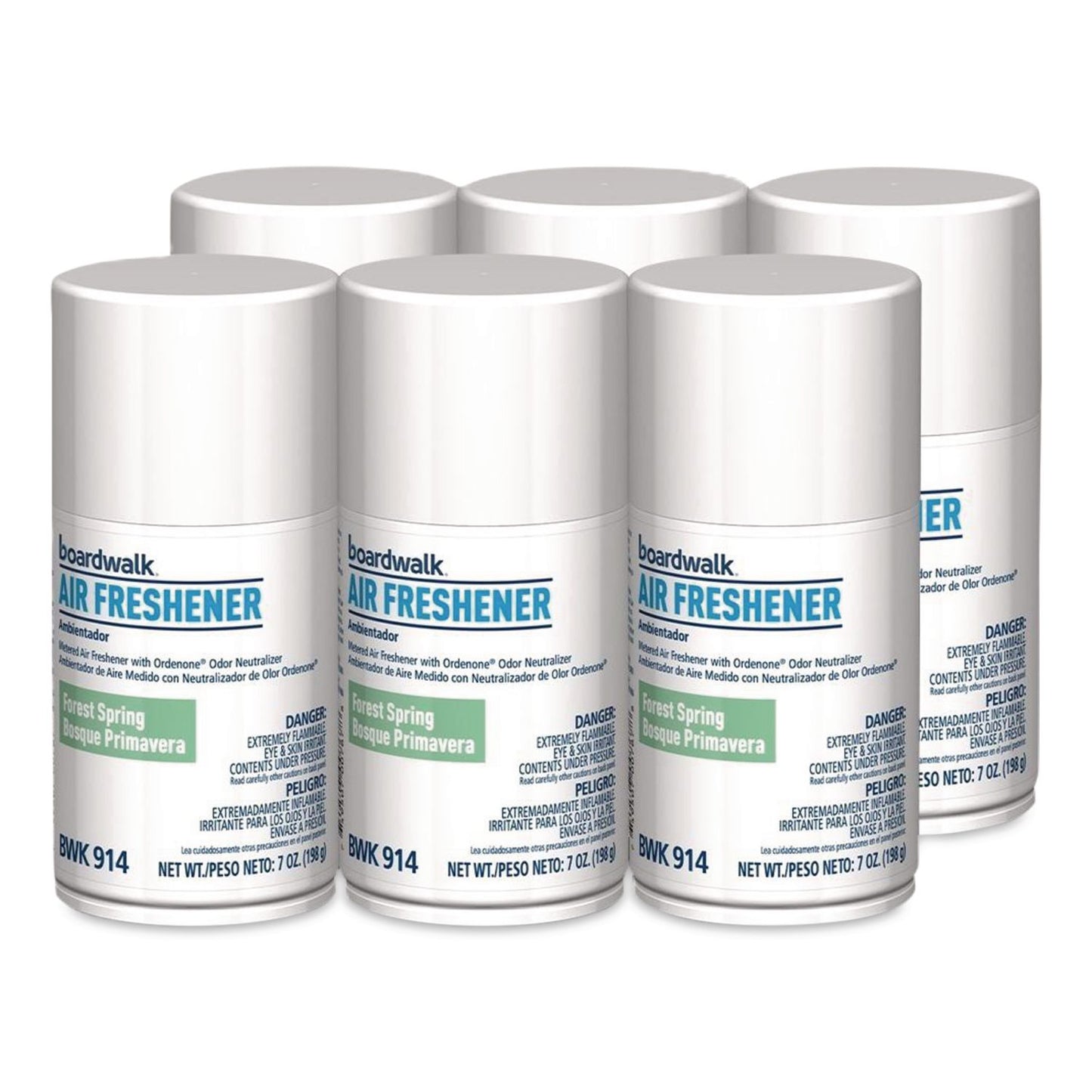 Boardwalk® Metered Air Freshener Refill, Forest Spring, 7 oz Aerosol Can, 6/Carton (BWK914)