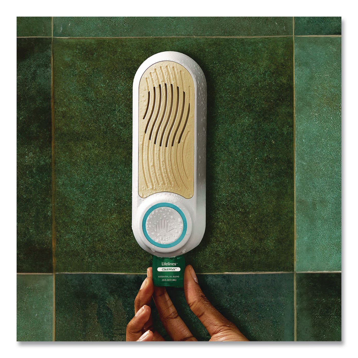 Lifelines® Evaporative Aromatherapy Essential Oil Shower Diffuser/Crisp Mountain Air-Mint and Eucalyptus Oil,4.7 x 4.7 x 7.2,White/Ivory (LLN111501)