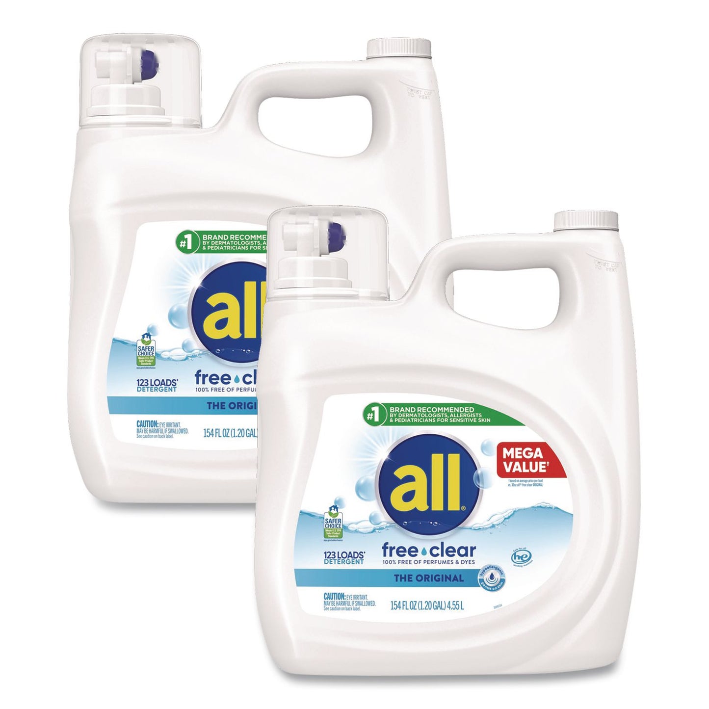 all® Free Clear HE Laundry Detergent, 154 oz Bottle, 2/Carton (DIA47465)